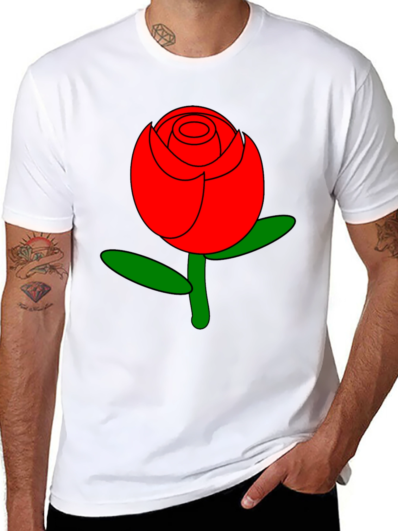 Bold Red Rose Graphic Tee - Stylish Casual Wear