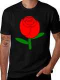 Bold Red Rose Graphic Tee - Stylish Casual Wear