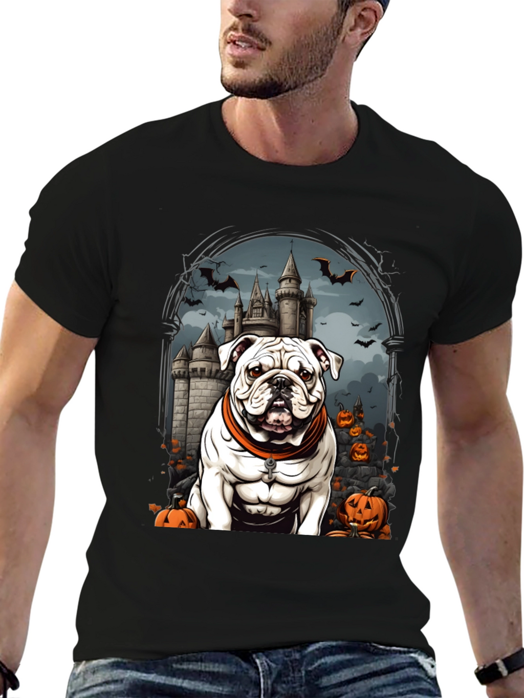 Halloween Bulldog T-Shirt - Spooky Season Tee