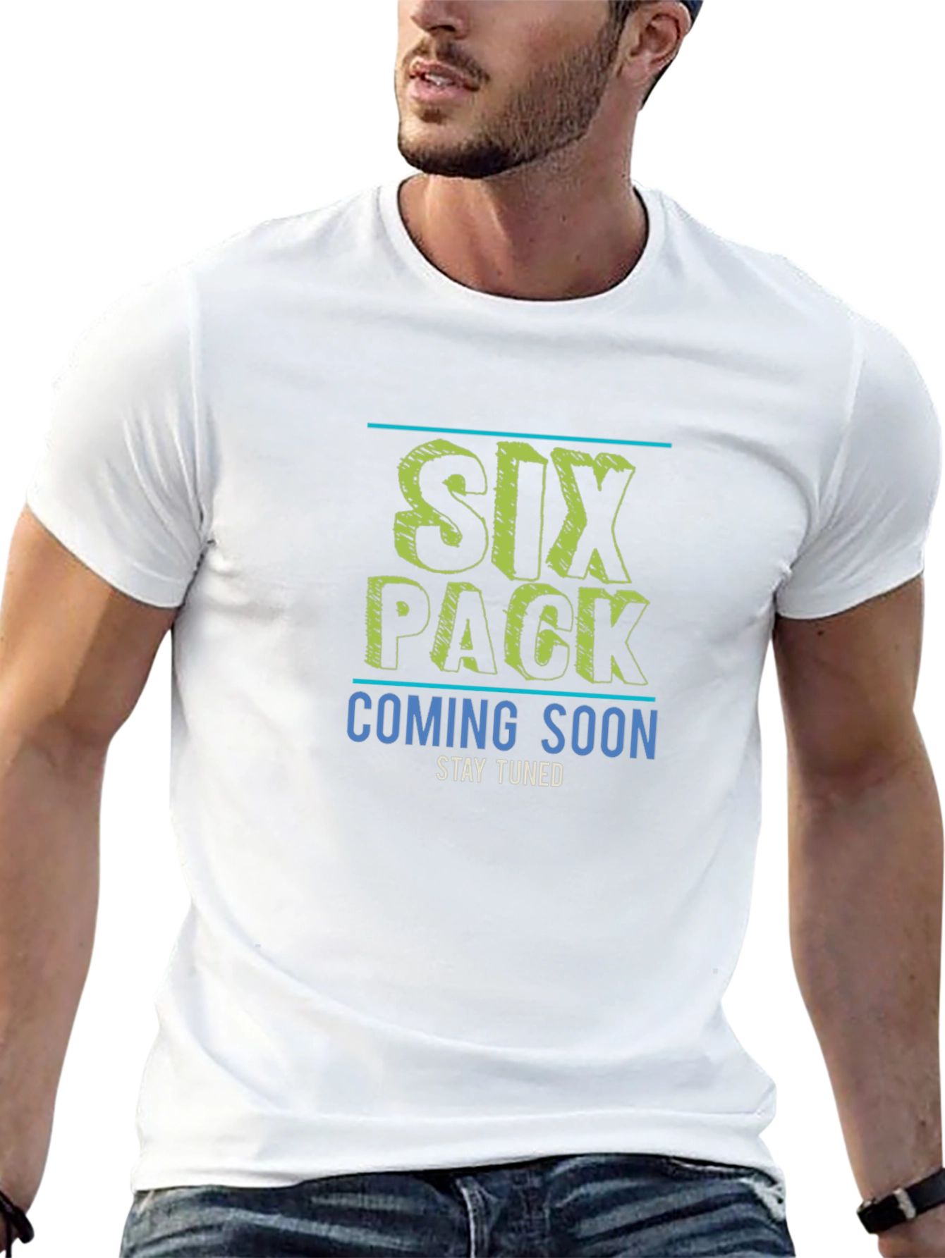 Six Pack Coming Soon Mens Black T-Shirt