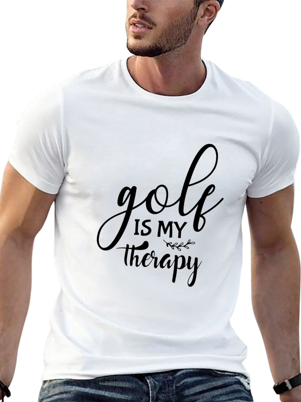 Golf is My Therapy Tee - Black Graphic T-Shirt