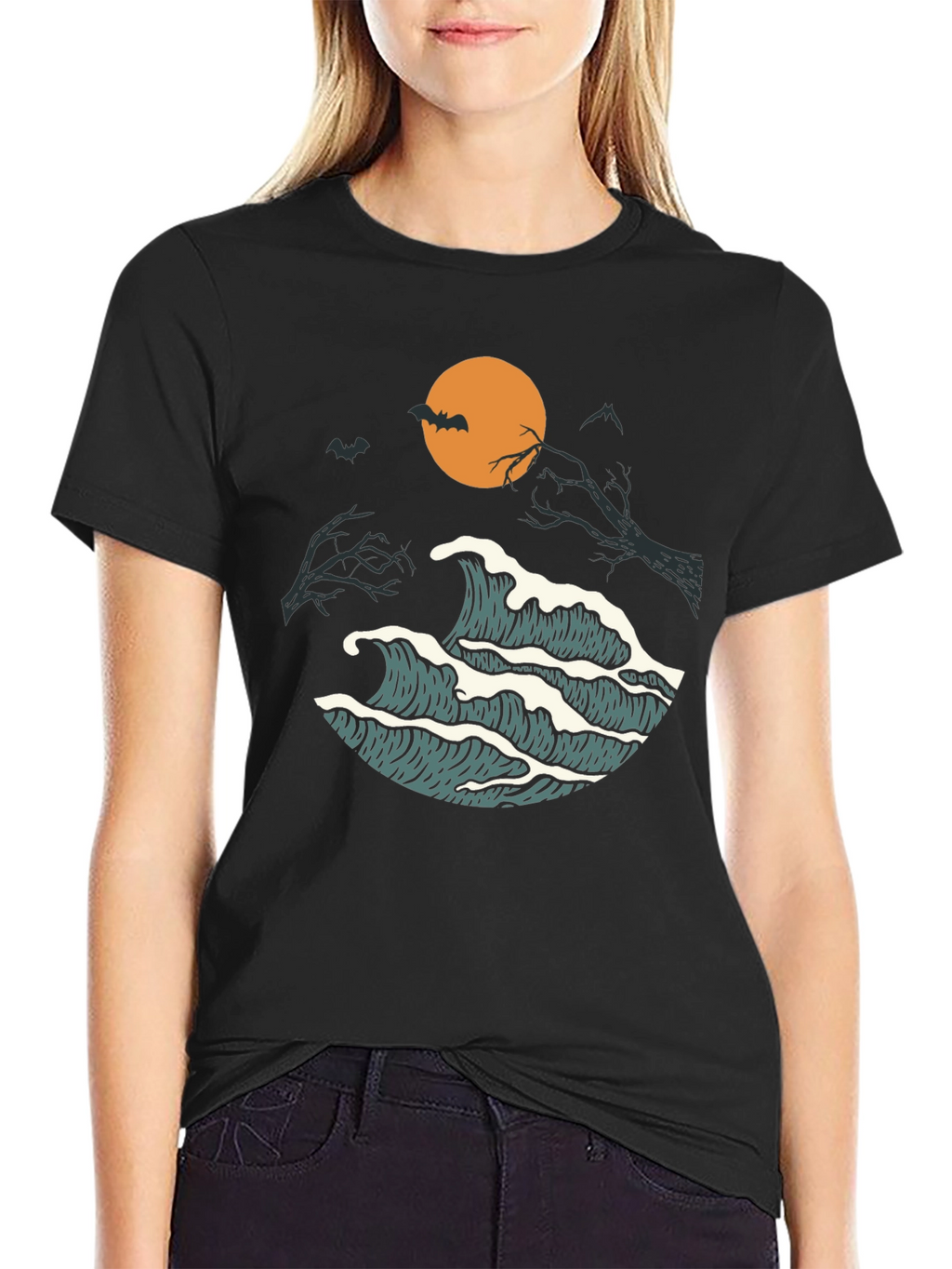 Halloween Waves Graphic Tee - Mens Black T-Shirt