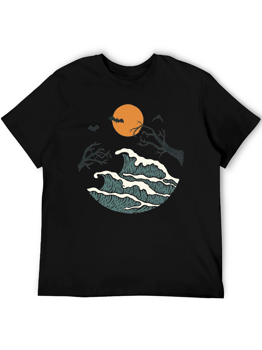 Halloween Waves Graphic Tee - Mens Black T-Shirt