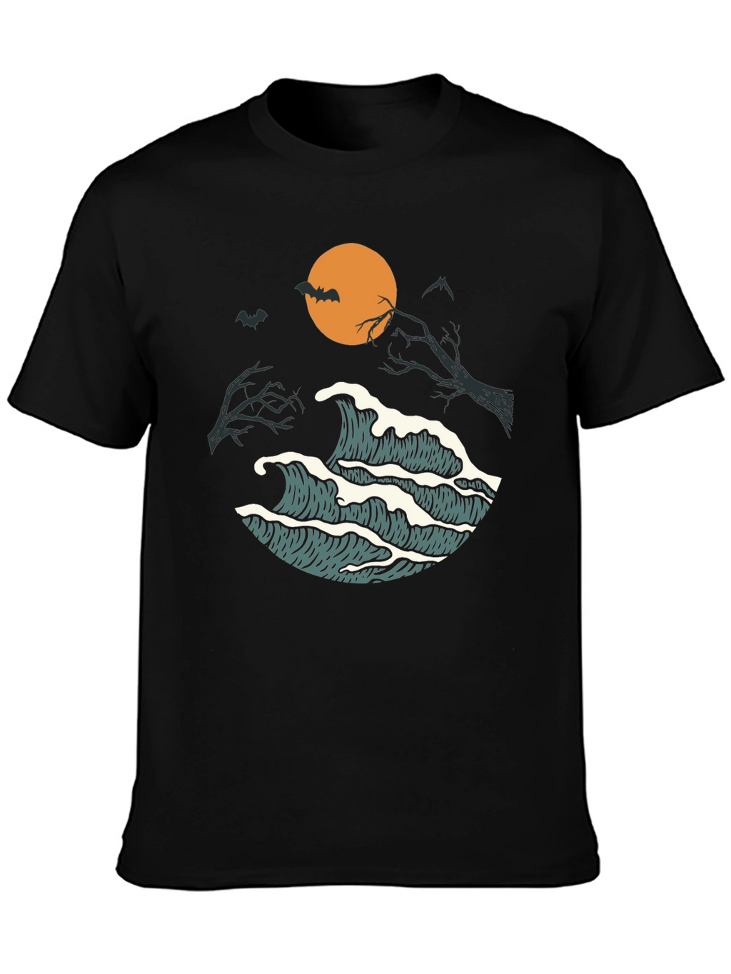 Halloween Waves Graphic Tee - Mens Black T-Shirt