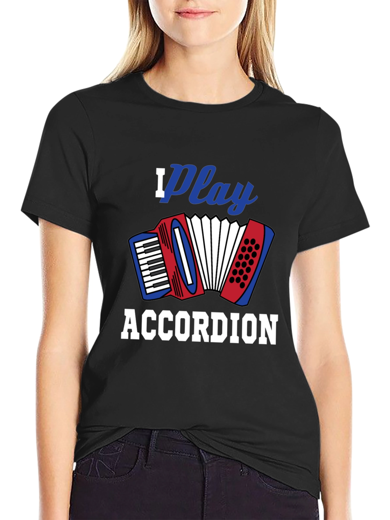 I Play Accordion Black T-Shirt