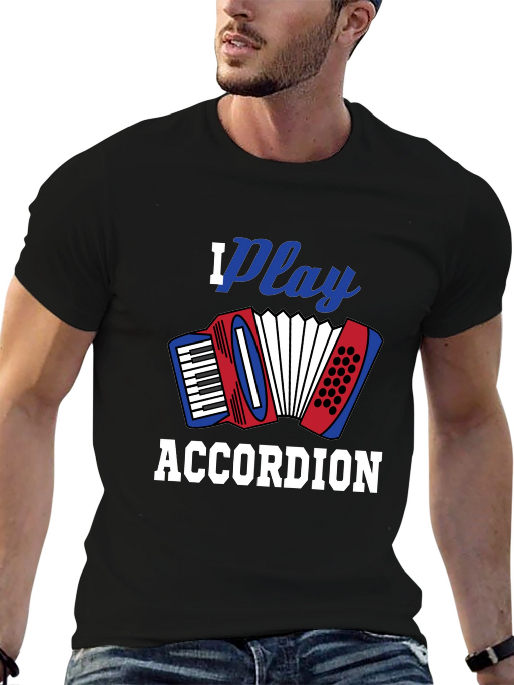 I Play Accordion Black T-Shirt