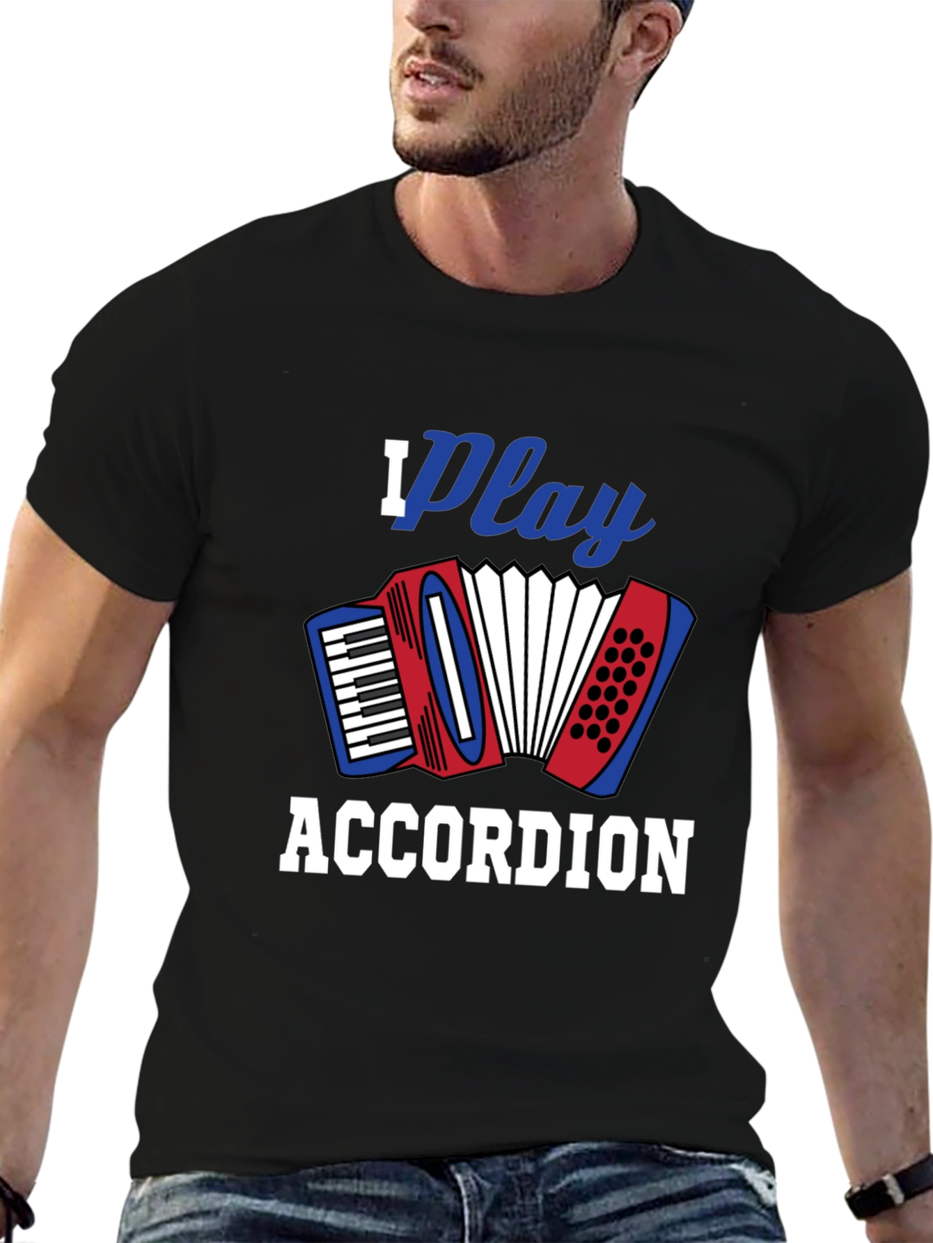 I Play Accordion Black T-Shirt