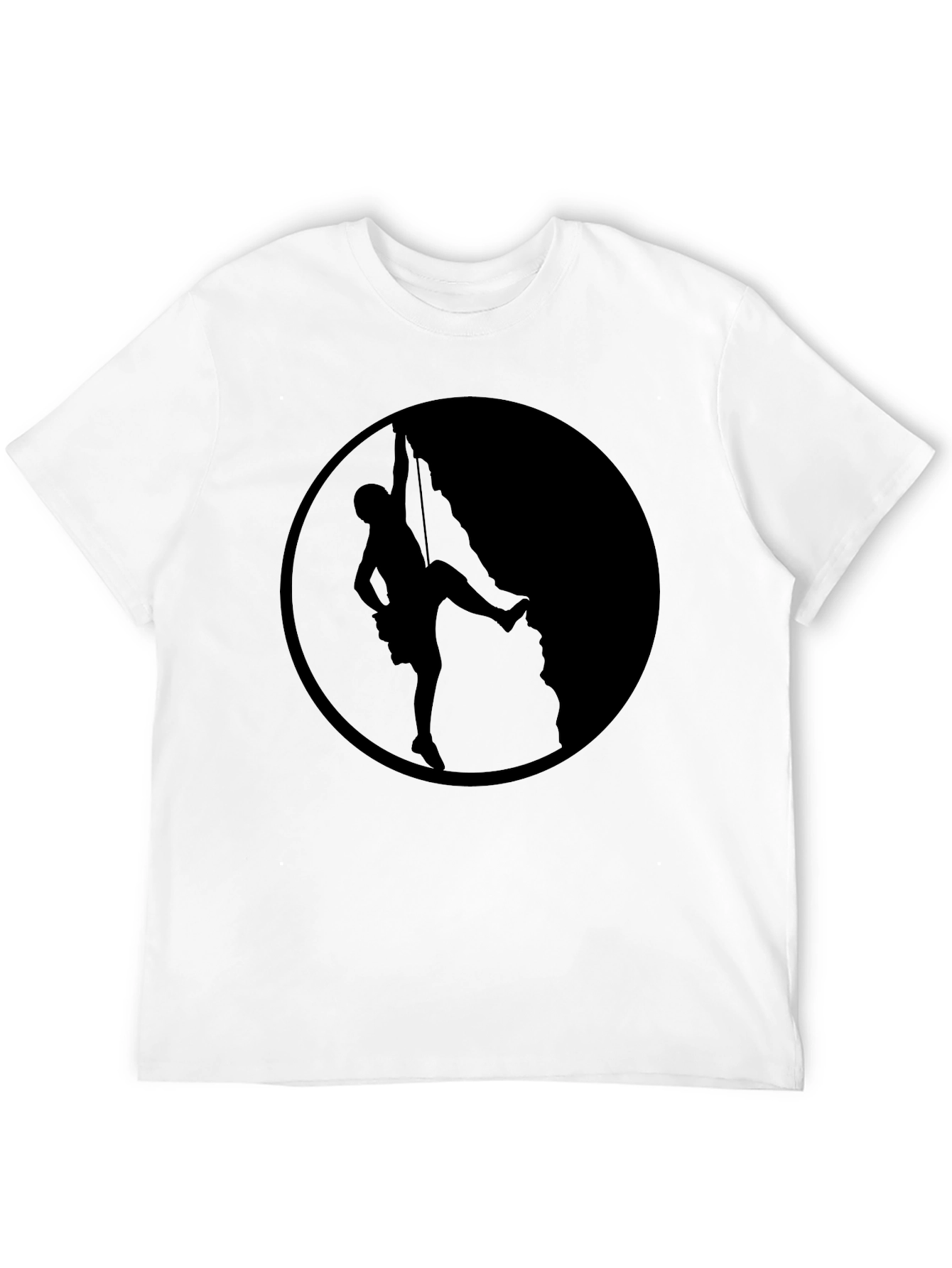 Climbing Silhouette Graphic Tee - Black Cotton T-Shirt