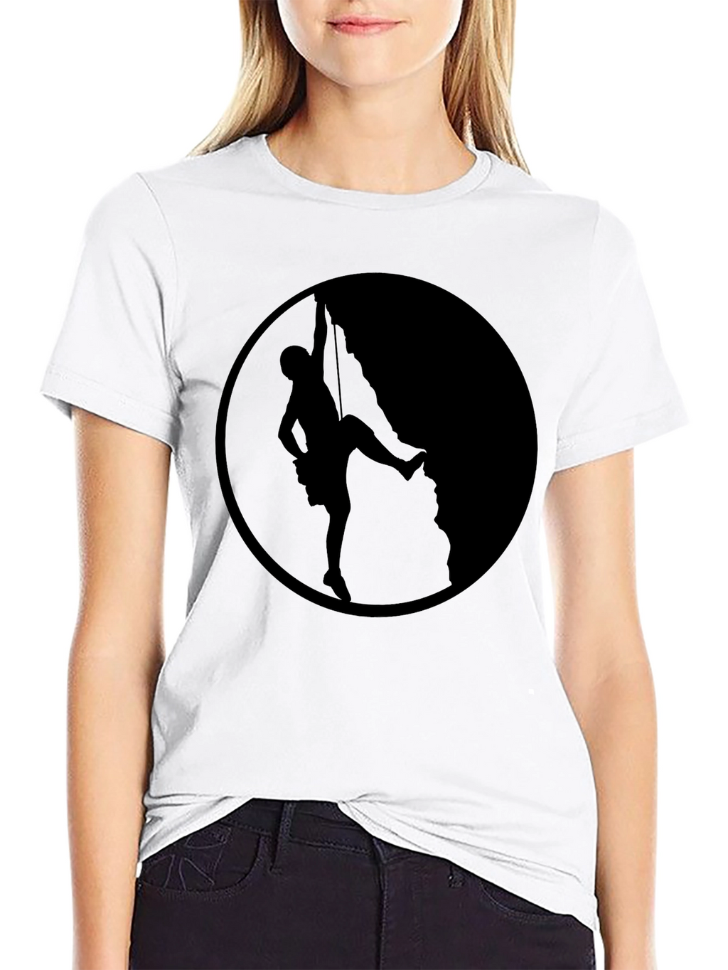 Climbing Silhouette Graphic Tee - Black Cotton T-Shirt