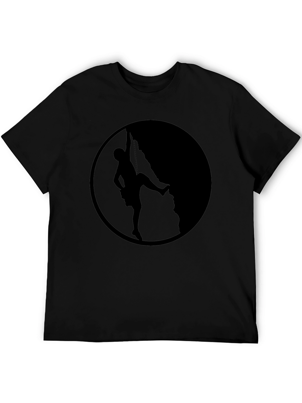 Climbing Silhouette Graphic Tee - Black Cotton T-Shirt