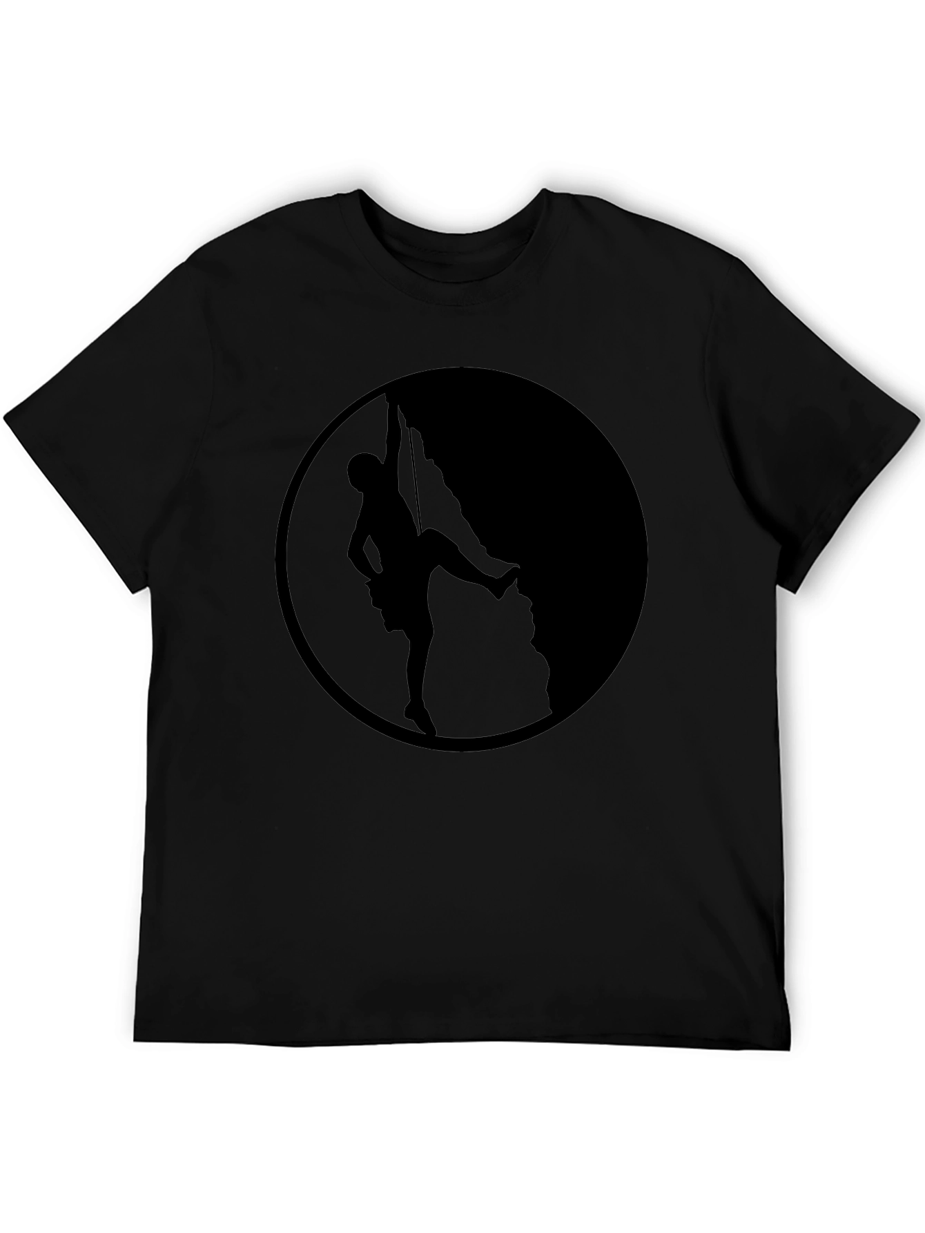 Climbing Silhouette Graphic Tee - Black Cotton T-Shirt
