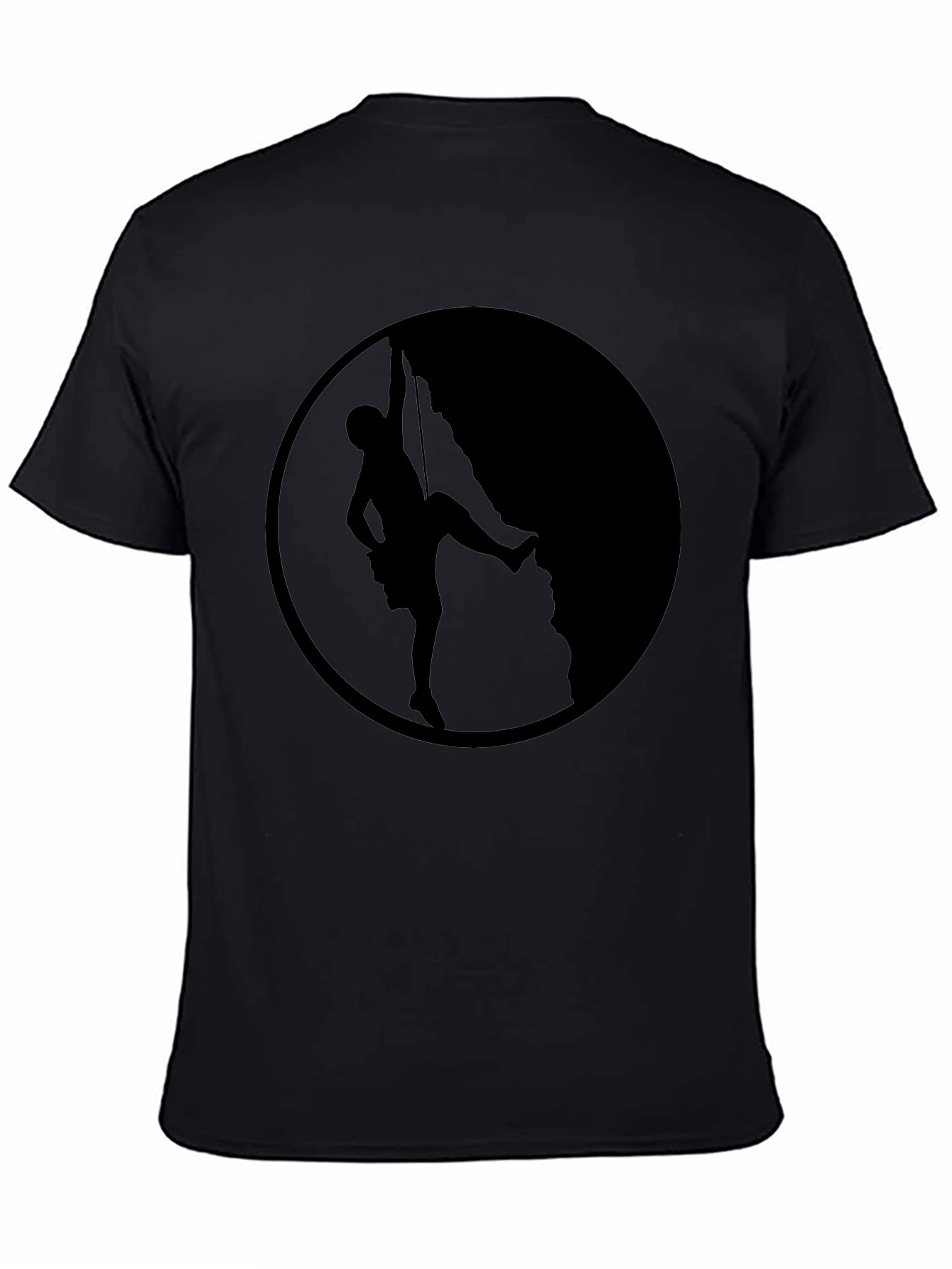 Climbing Silhouette Graphic Tee - Black Cotton T-Shirt