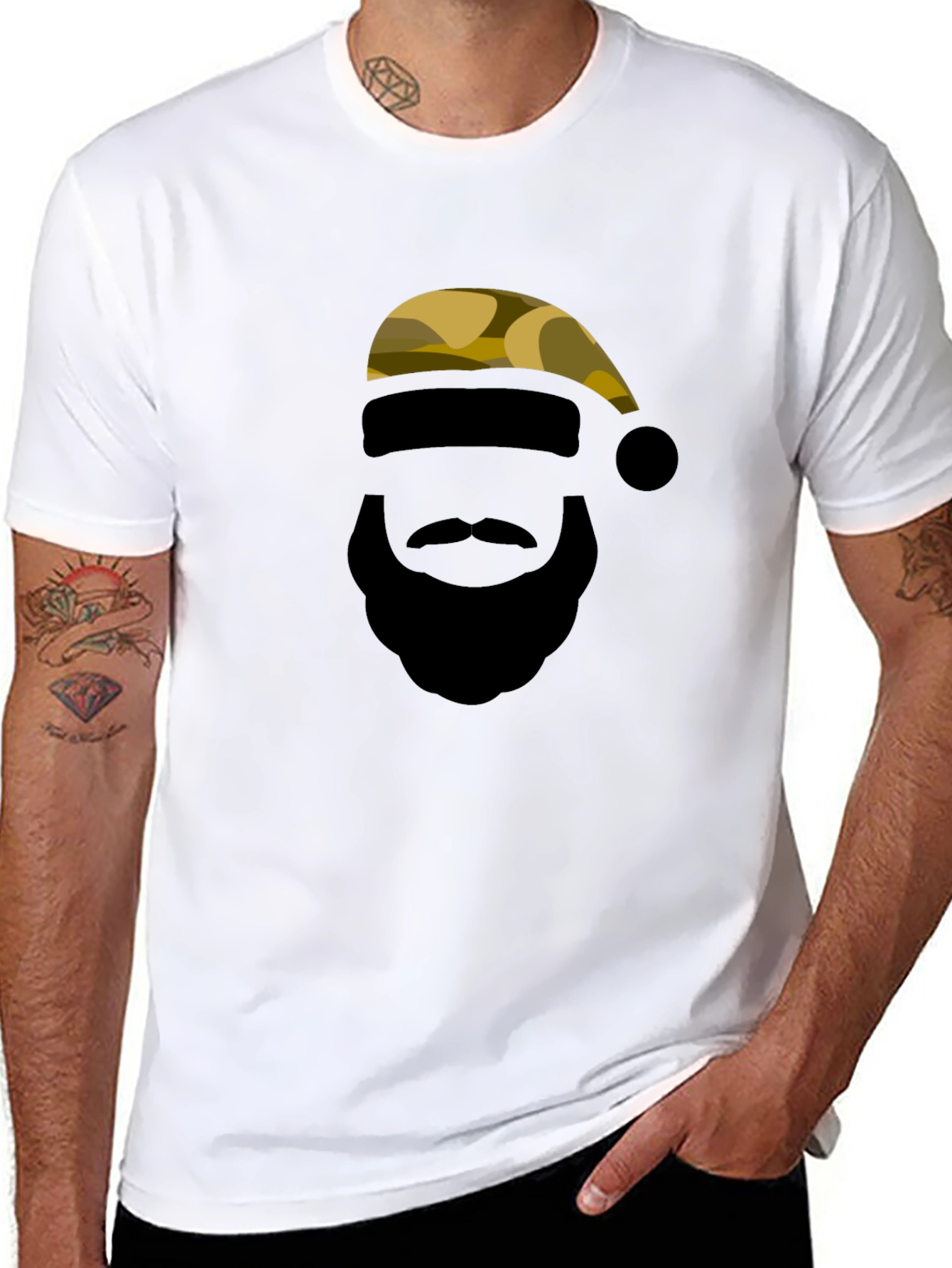 Camouflage Santa Silhouette Graphic Tee