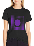 Geometric Purple Dot Circle Graphic Black T-Shirt