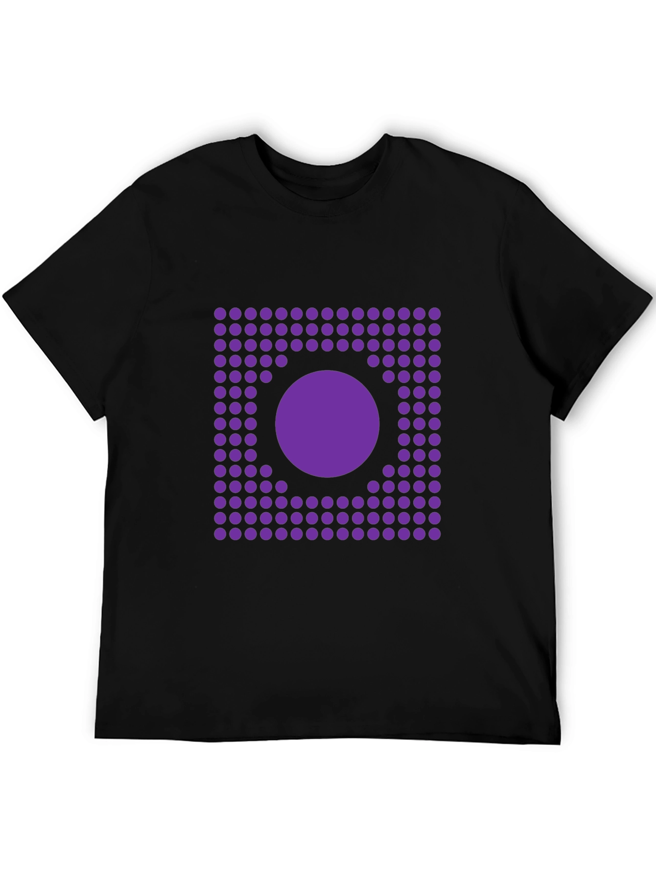 Geometric Purple Dot Circle Graphic Black T-Shirt