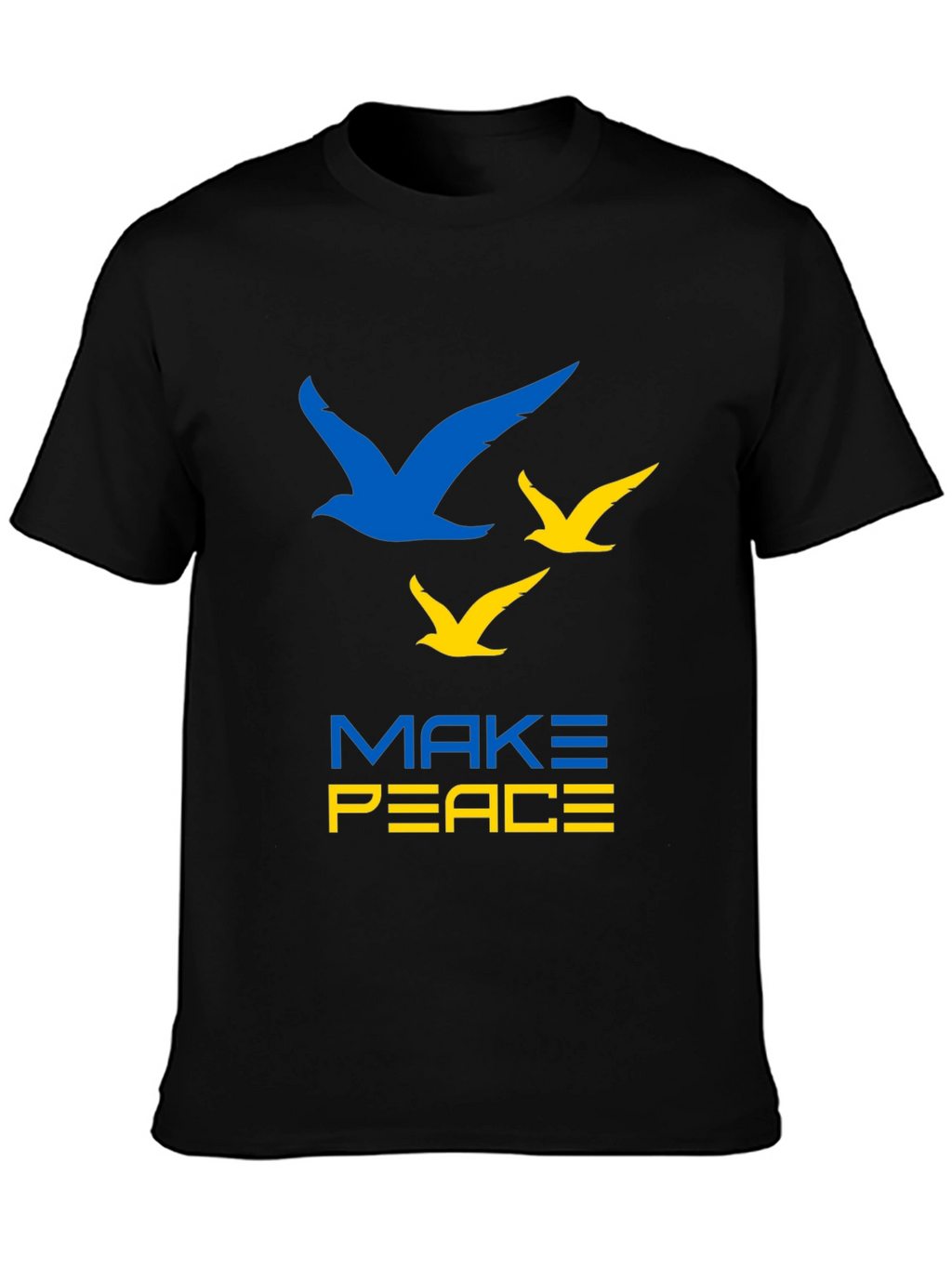 Make Peace Ukraine T-Shirt Blue & Yellow Bird Graphic