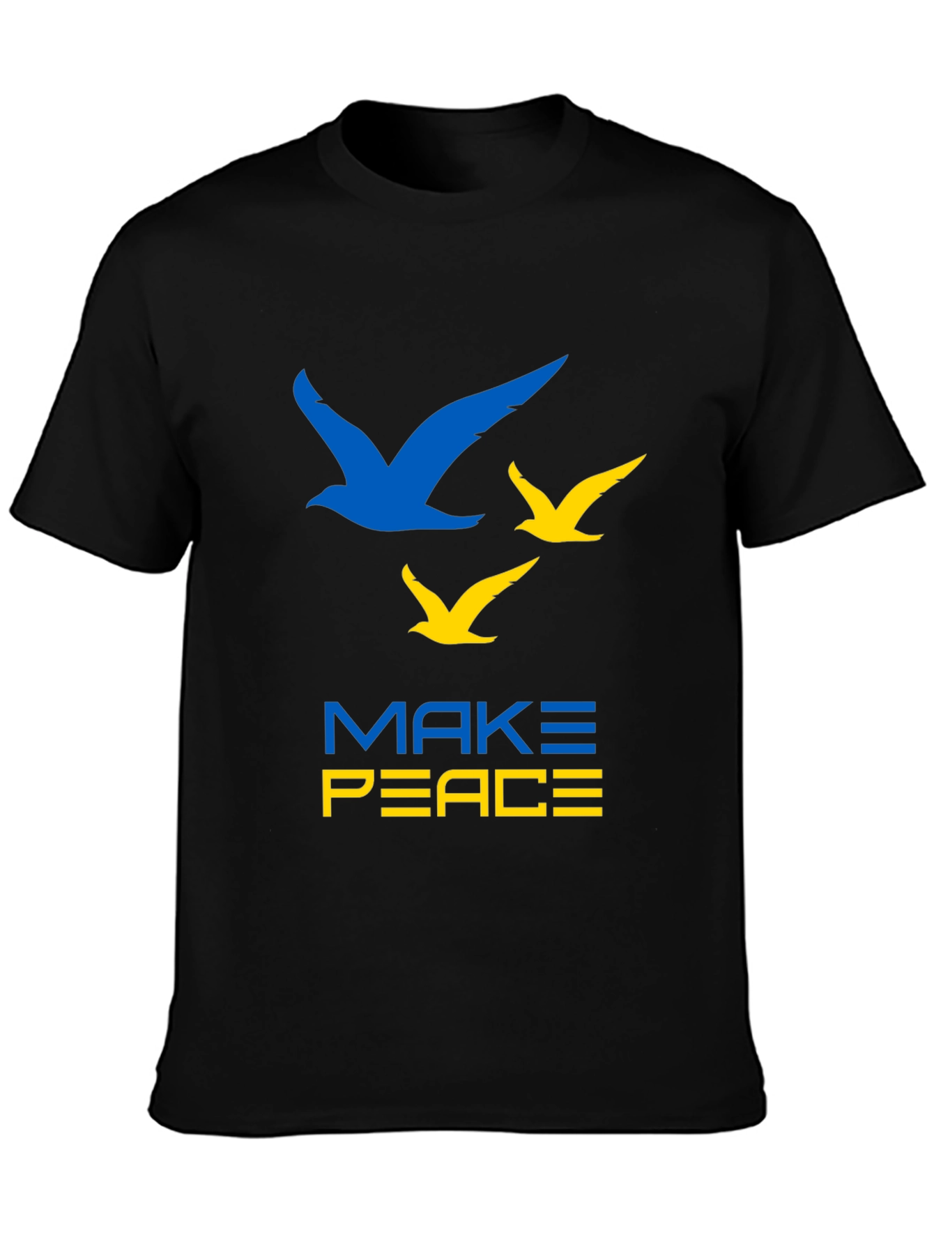 Make Peace Ukraine T-Shirt Blue & Yellow Bird Graphic