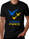 Make Peace Ukraine T-Shirt Blue & Yellow Bird Graphic