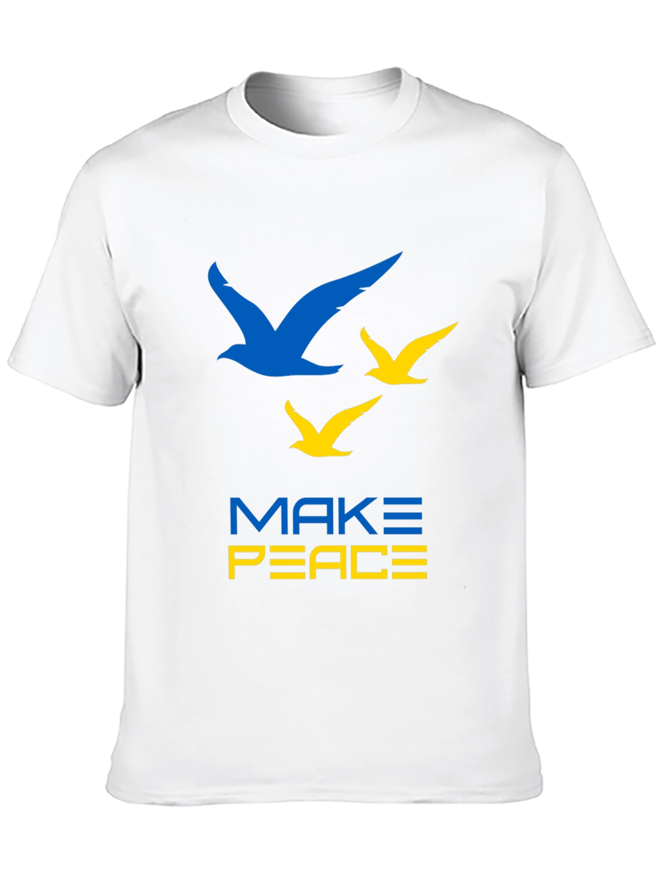 Make Peace Ukraine T-Shirt Blue & Yellow Bird Graphic