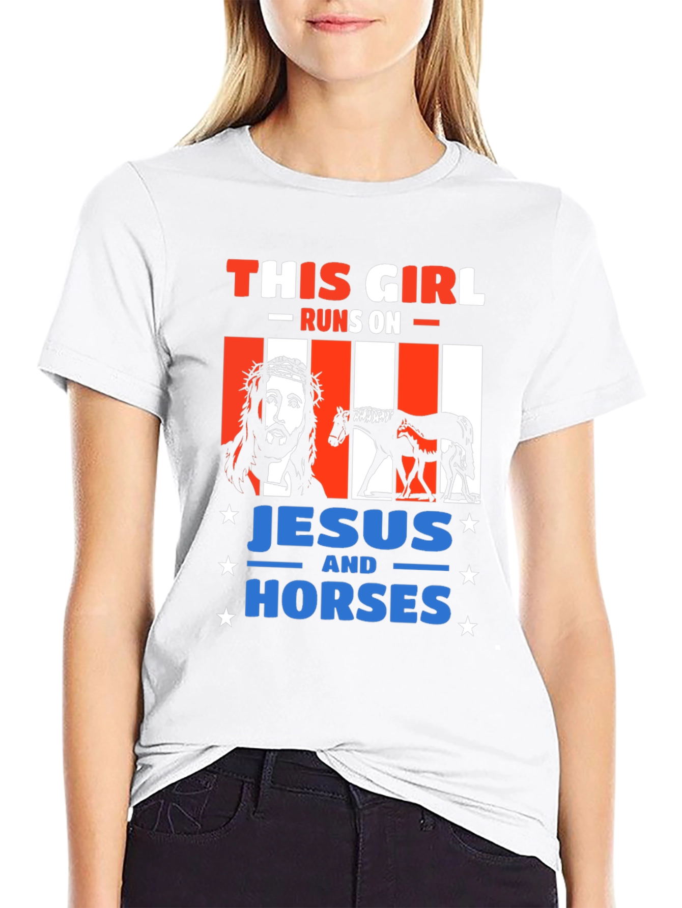 This Girl Runs On Jesus and Horses T-Shirt