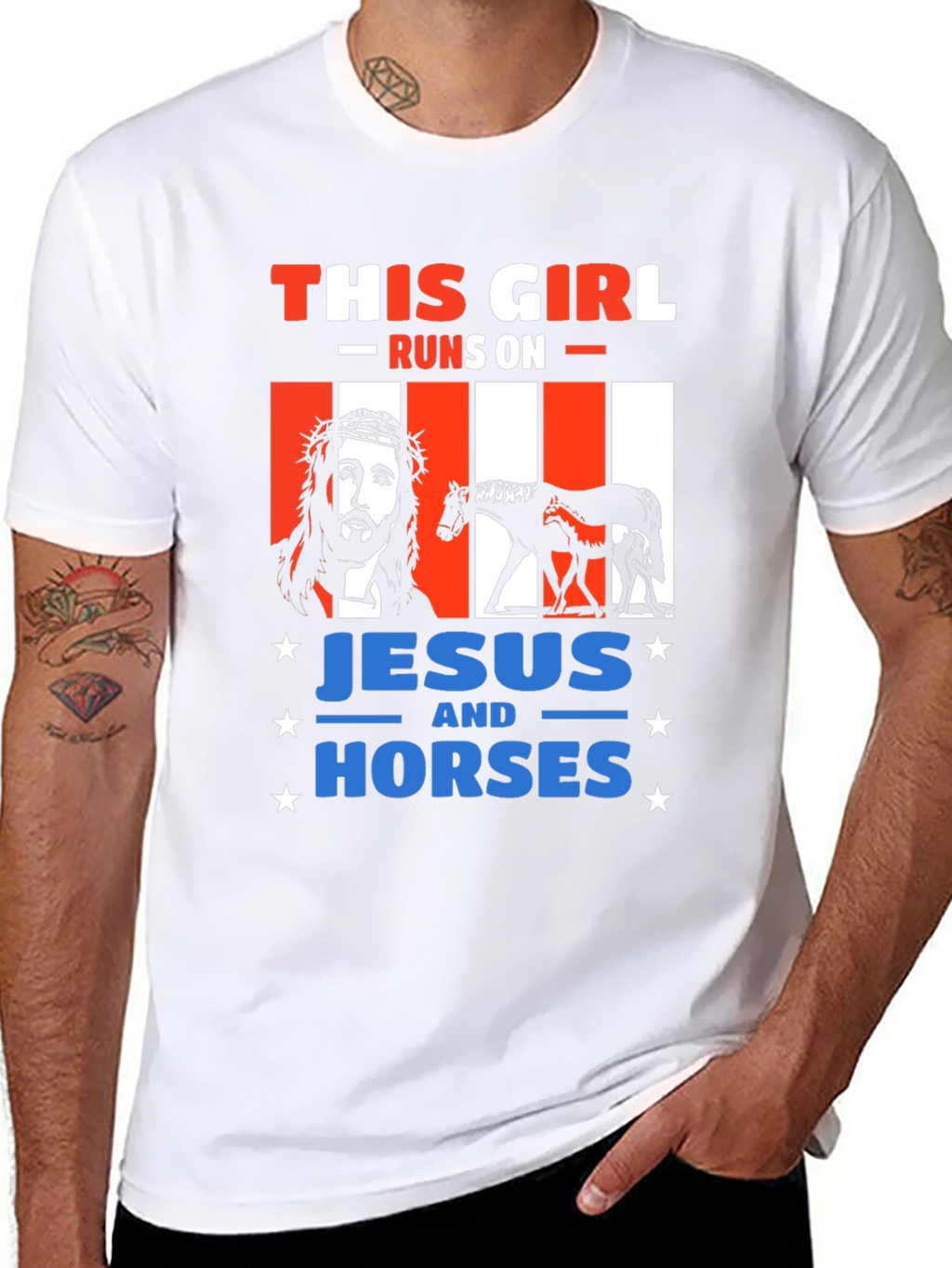 This Girl Runs On Jesus and Horses T-Shirt