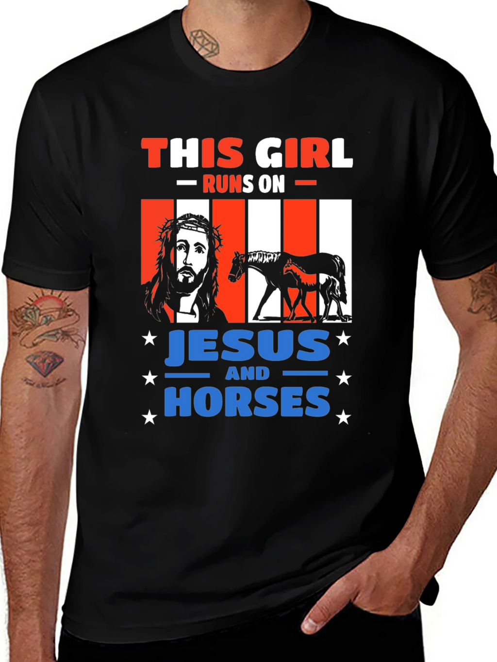 This Girl Runs On Jesus and Horses T-Shirt
