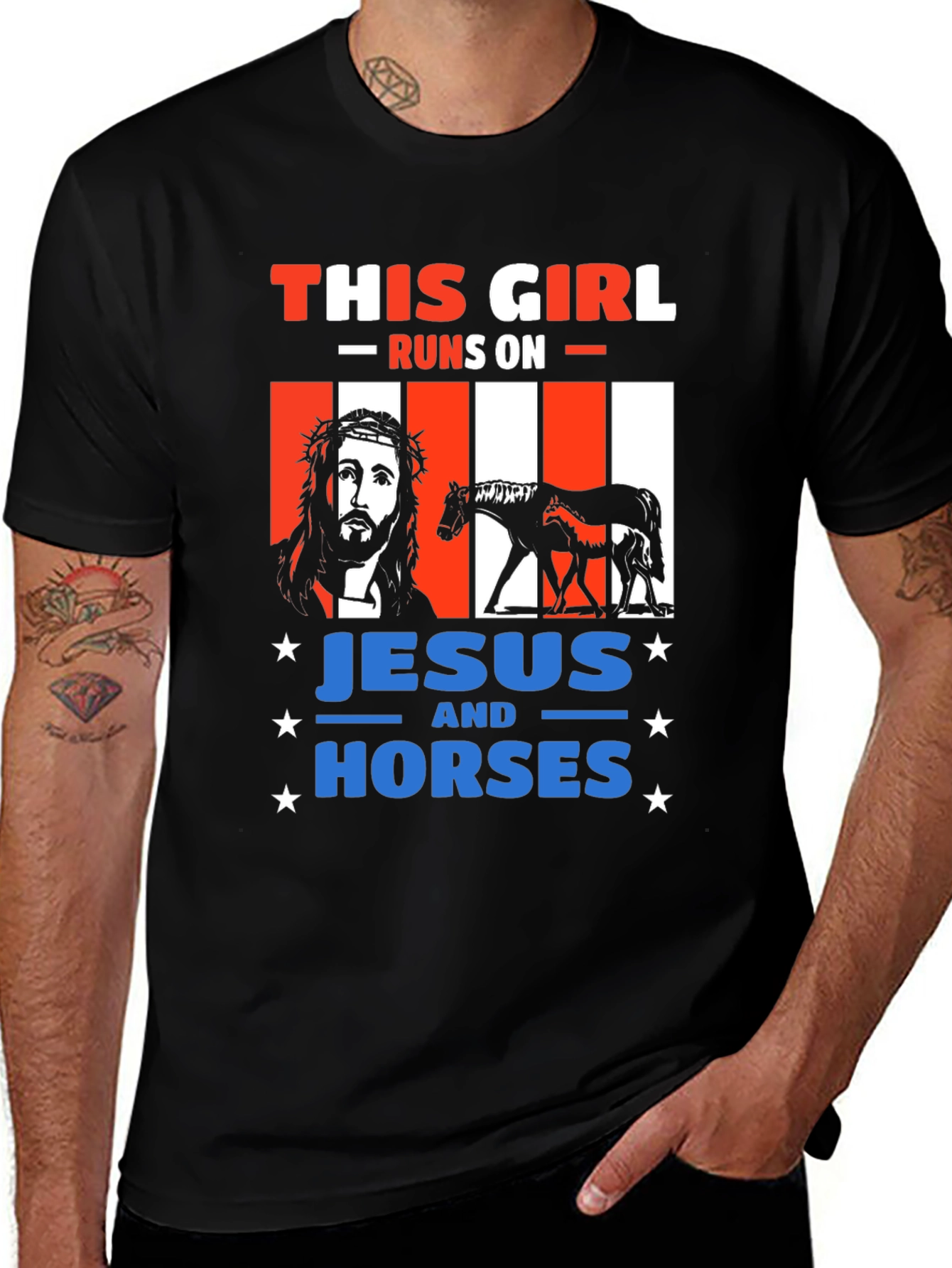This Girl Runs On Jesus and Horses T-Shirt