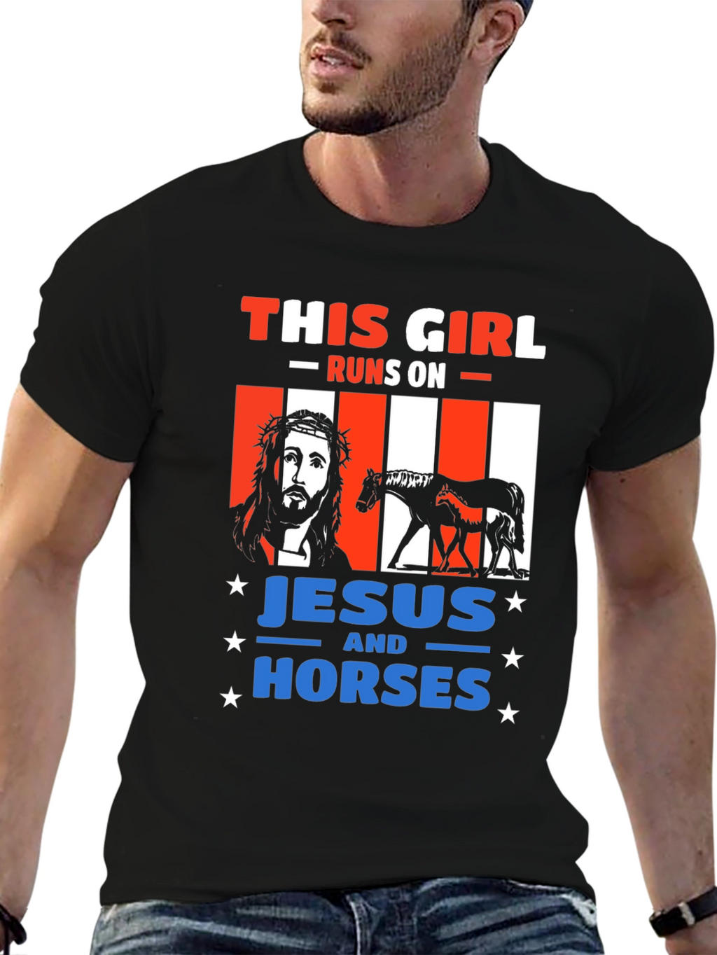This Girl Runs On Jesus and Horses T-Shirt