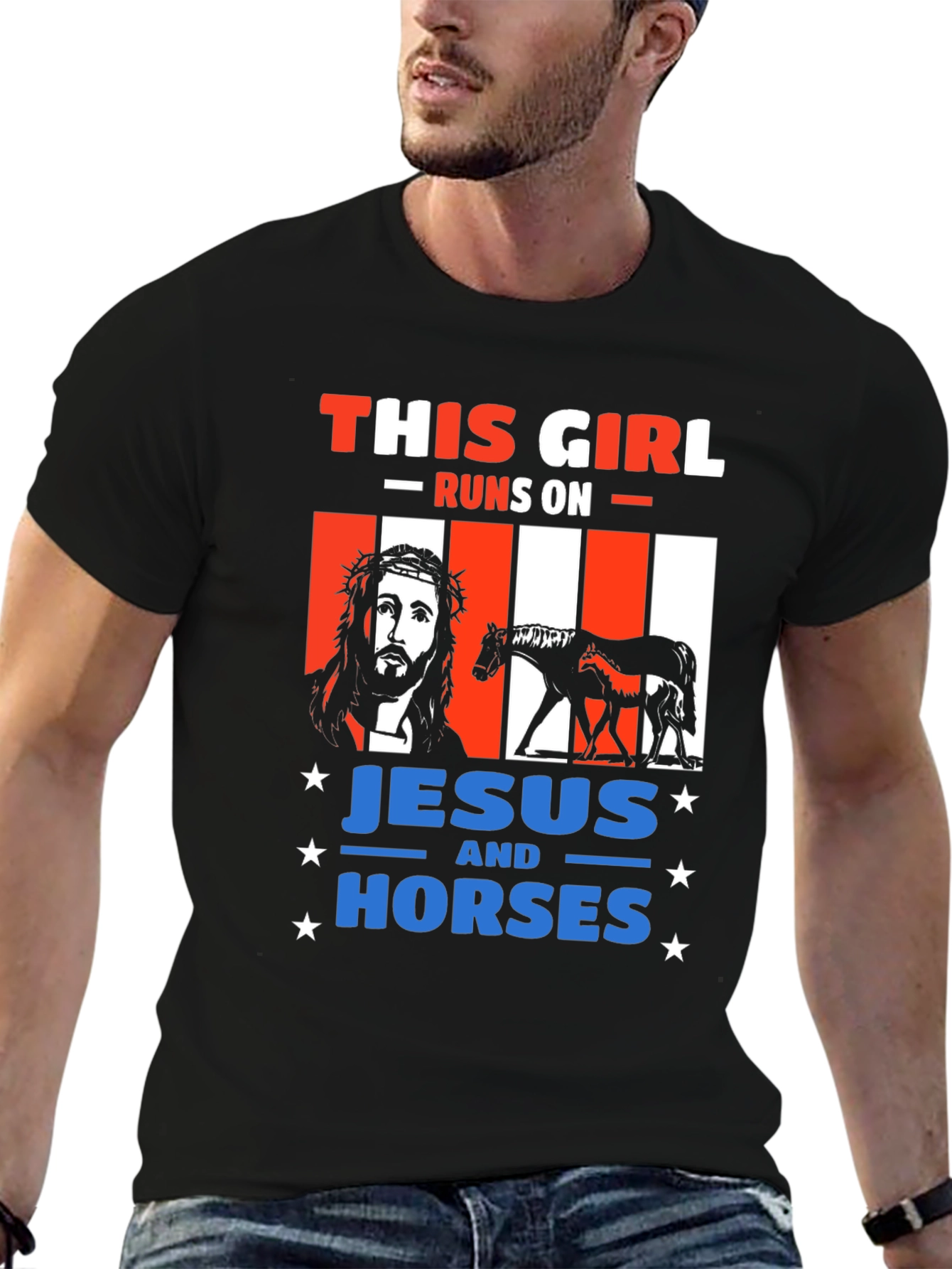 This Girl Runs On Jesus and Horses T-Shirt
