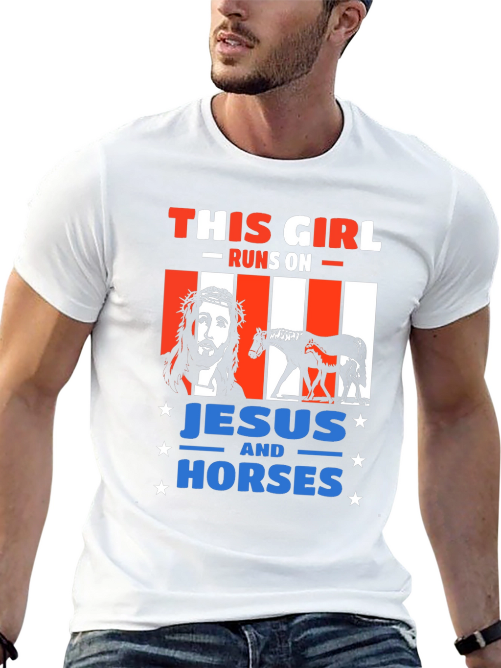 This Girl Runs On Jesus and Horses T-Shirt