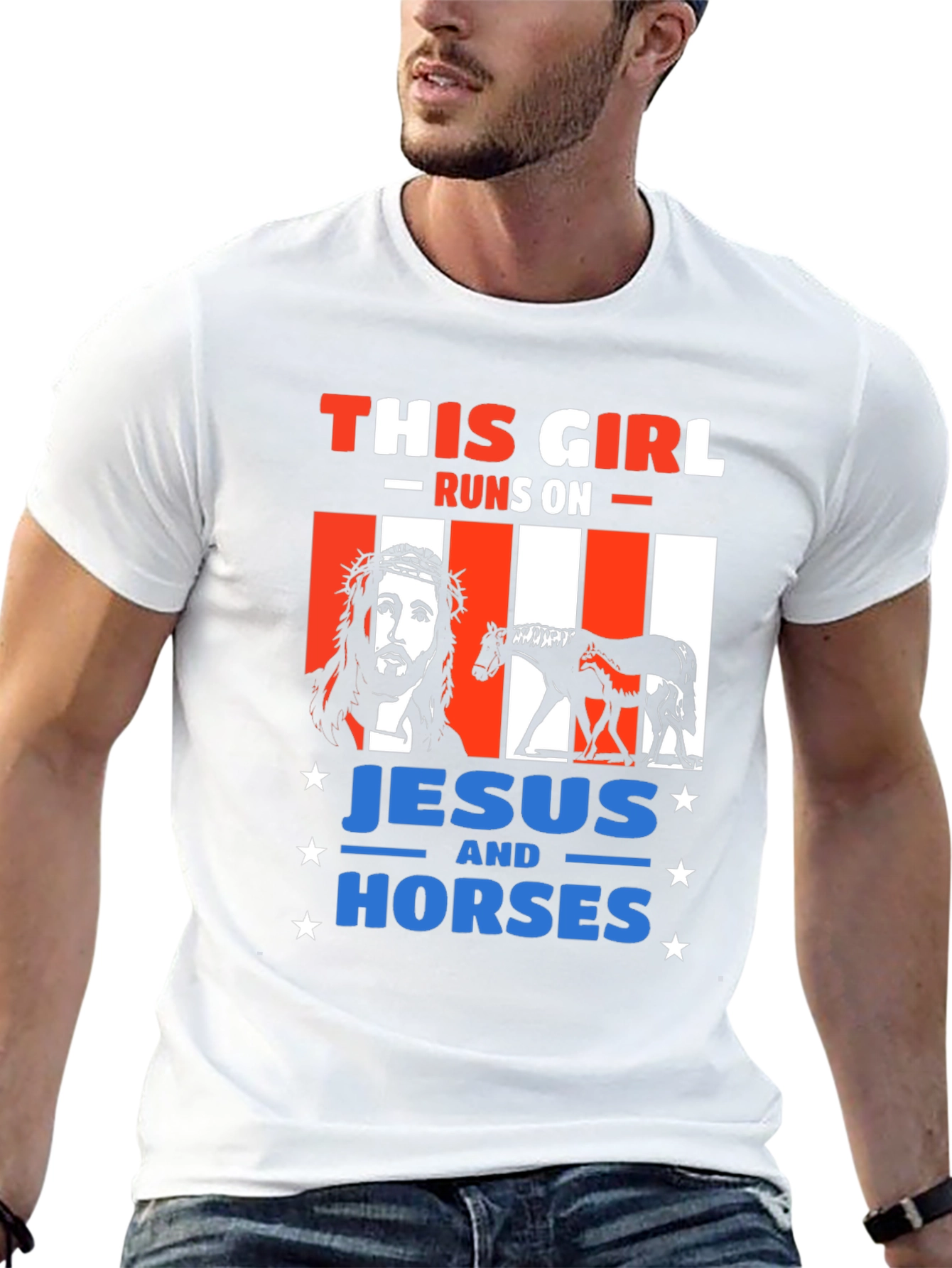 This Girl Runs On Jesus and Horses T-Shirt