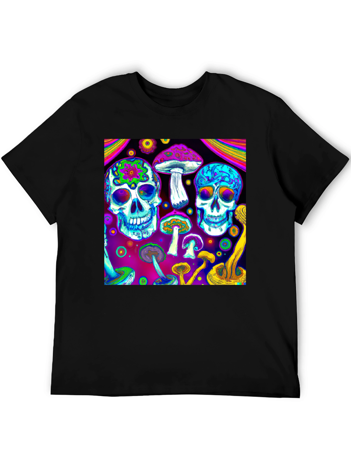 Psychedelic Skull & Mushroom Graphic T-Shirt