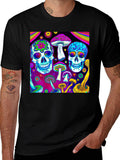 Psychedelic Skull & Mushroom Graphic T-Shirt