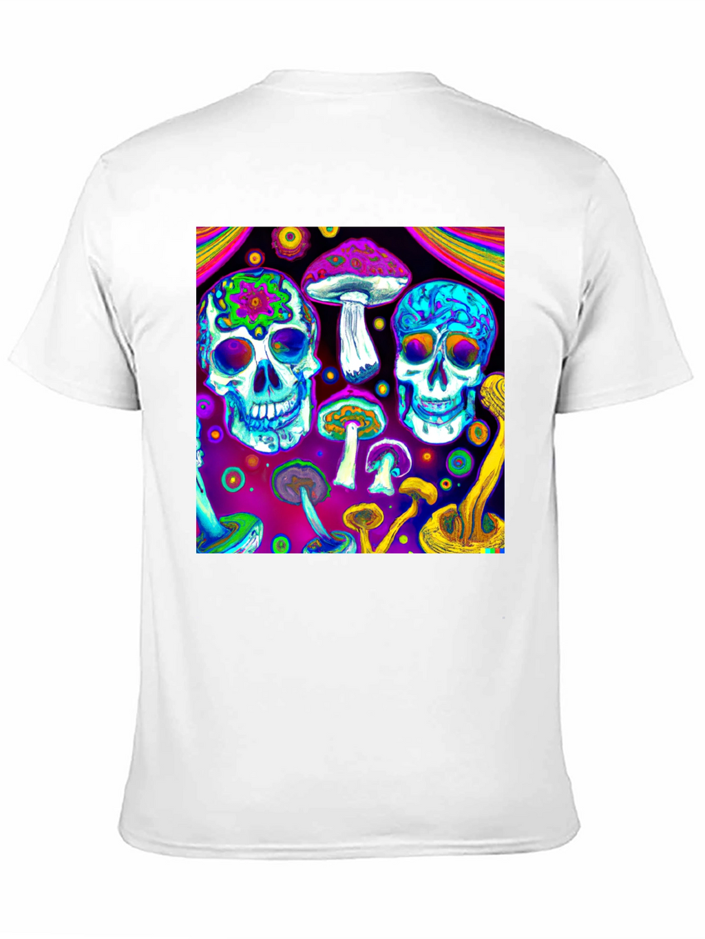 Psychedelic Skull & Mushroom Graphic T-Shirt