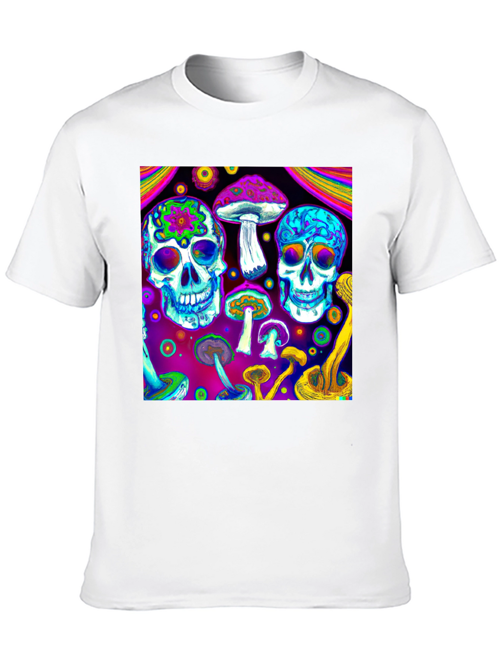 Psychedelic Skull & Mushroom Graphic T-Shirt