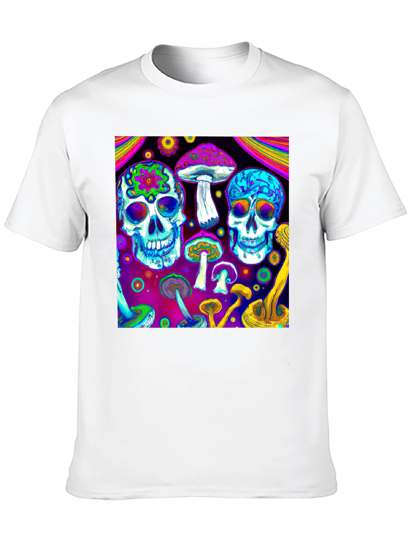 Psychedelic Skull & Mushroom Graphic T-Shirt