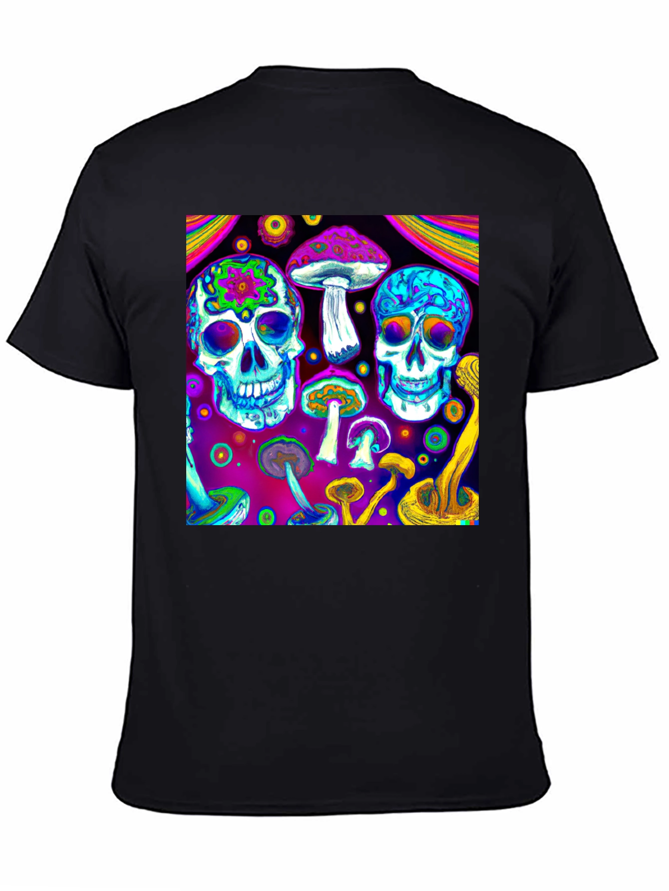 Psychedelic Skull & Mushroom Graphic T-Shirt
