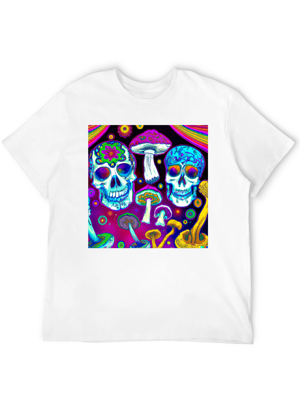 Psychedelic Skull & Mushroom Graphic T-Shirt