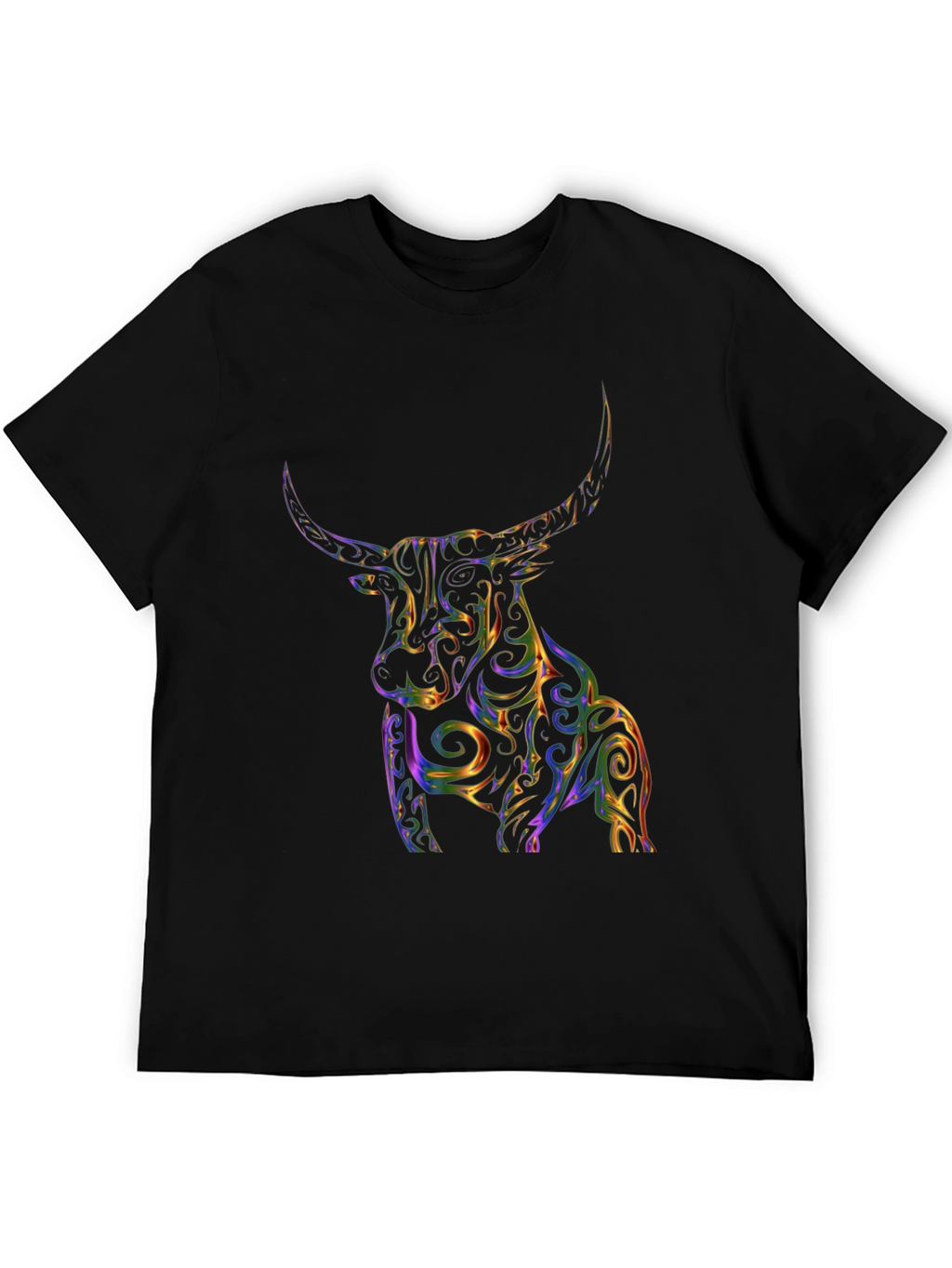 Vibrant Bull Graphic Tee - Black Cotton Blend
