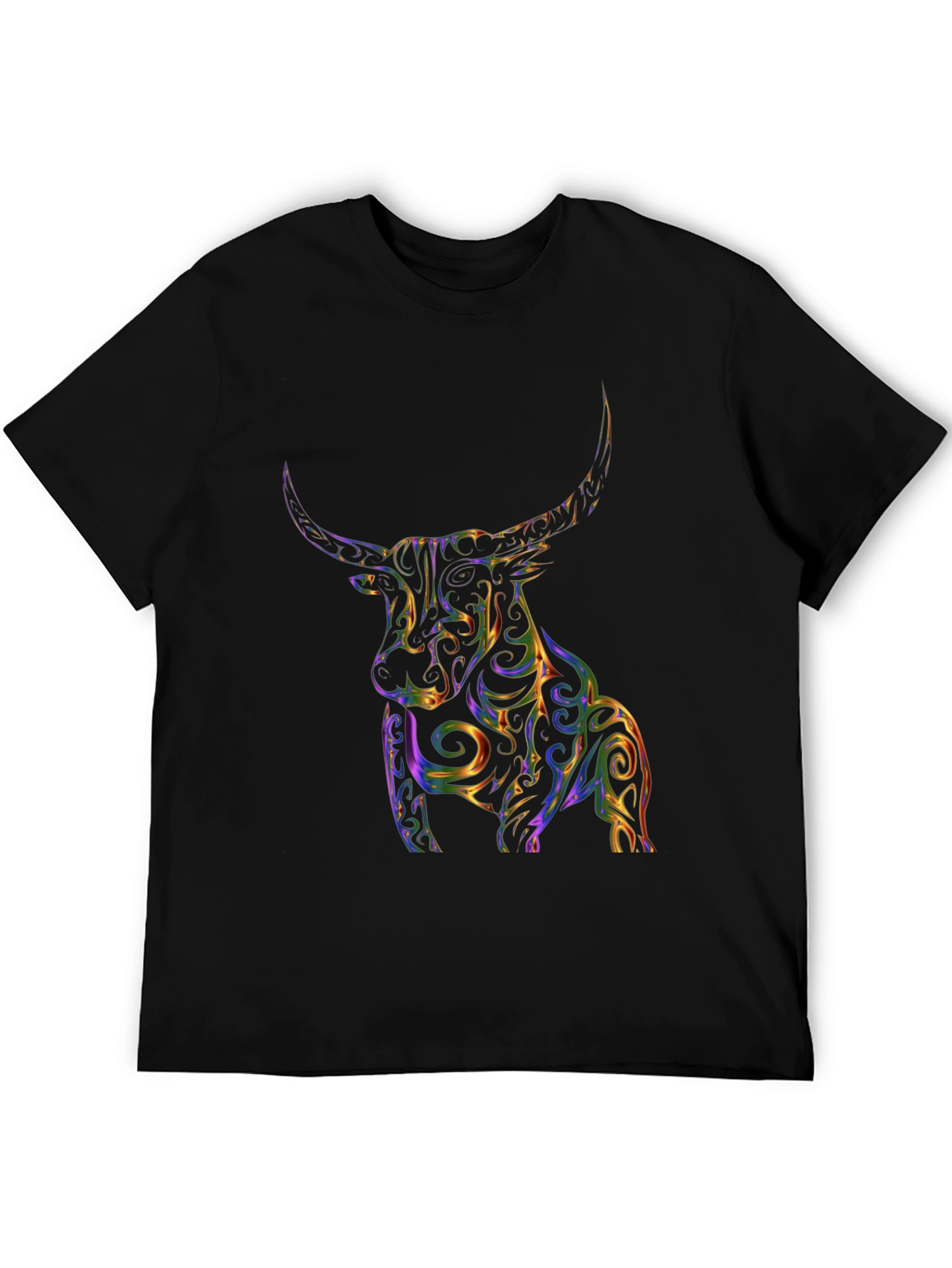 Vibrant Bull Graphic Tee - Black Cotton Blend