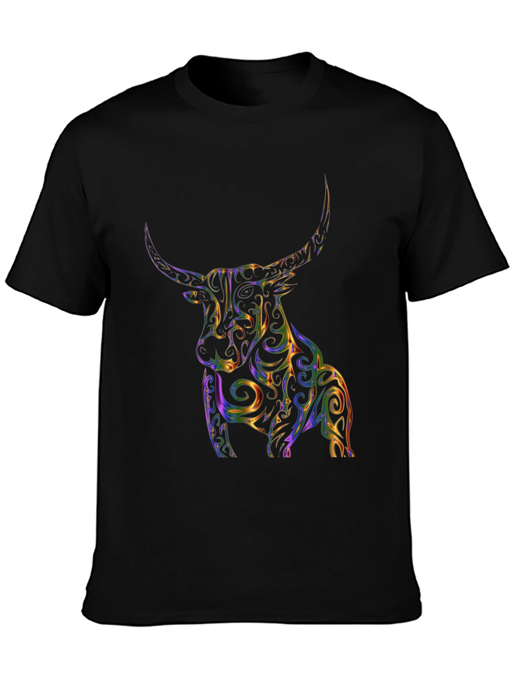 Vibrant Bull Graphic Tee - Black Cotton Blend