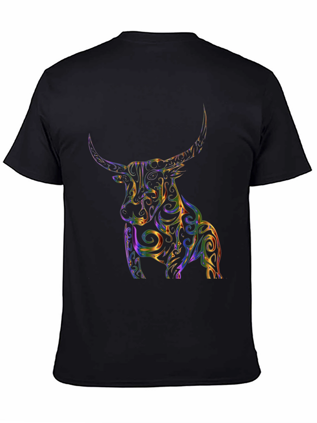 Vibrant Bull Graphic Tee - Black Cotton Blend