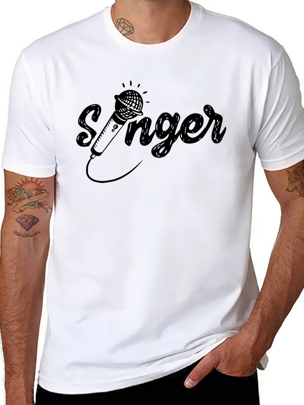Singer Microphone T-Shirt - Black Music Tee