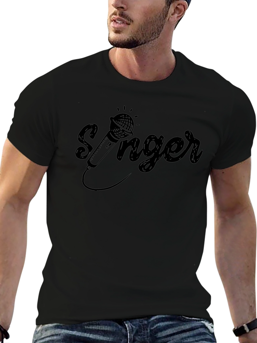 Singer Microphone T-Shirt - Black Music Tee
