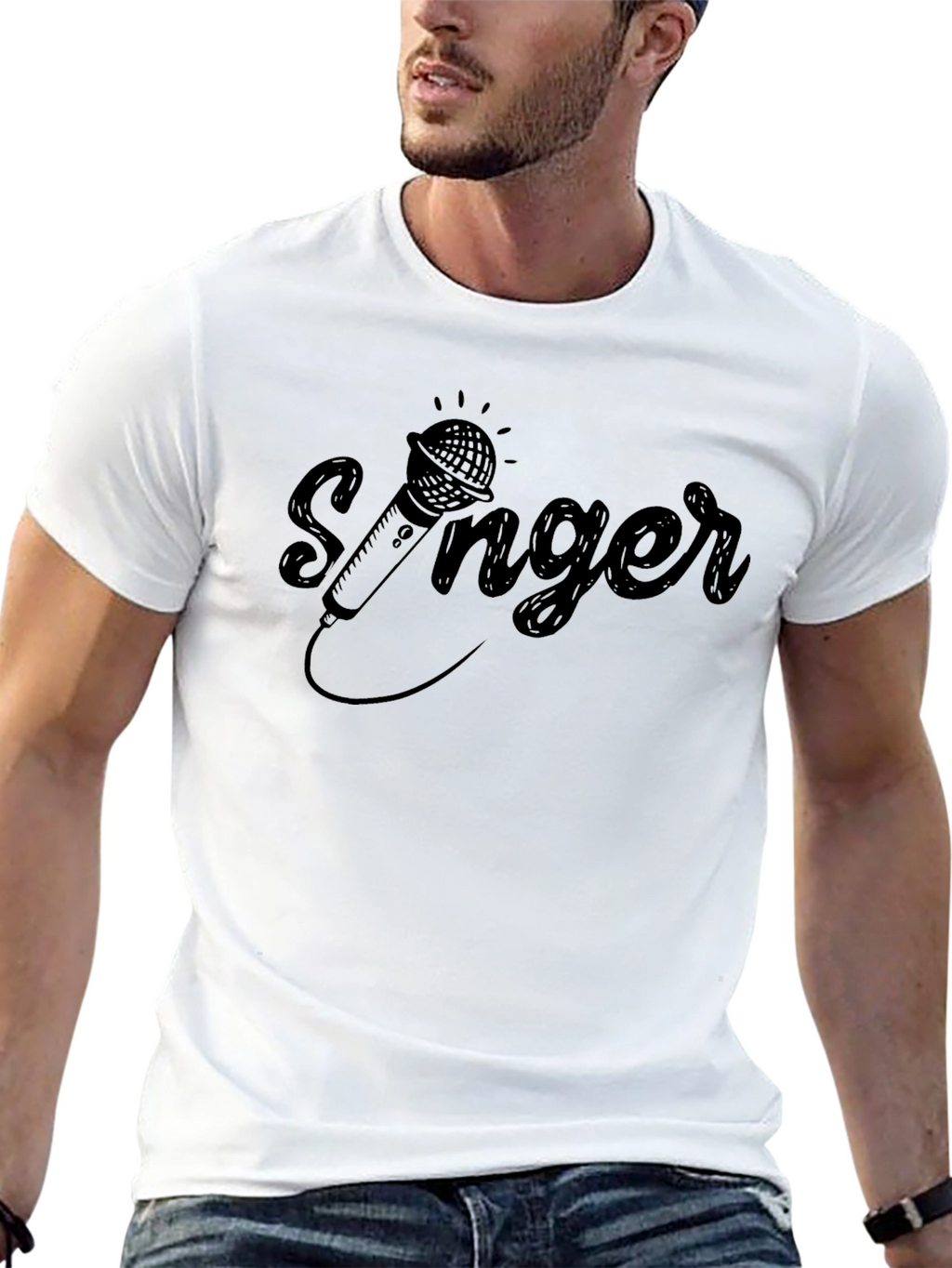 Singer Microphone T-Shirt - Black Music Tee