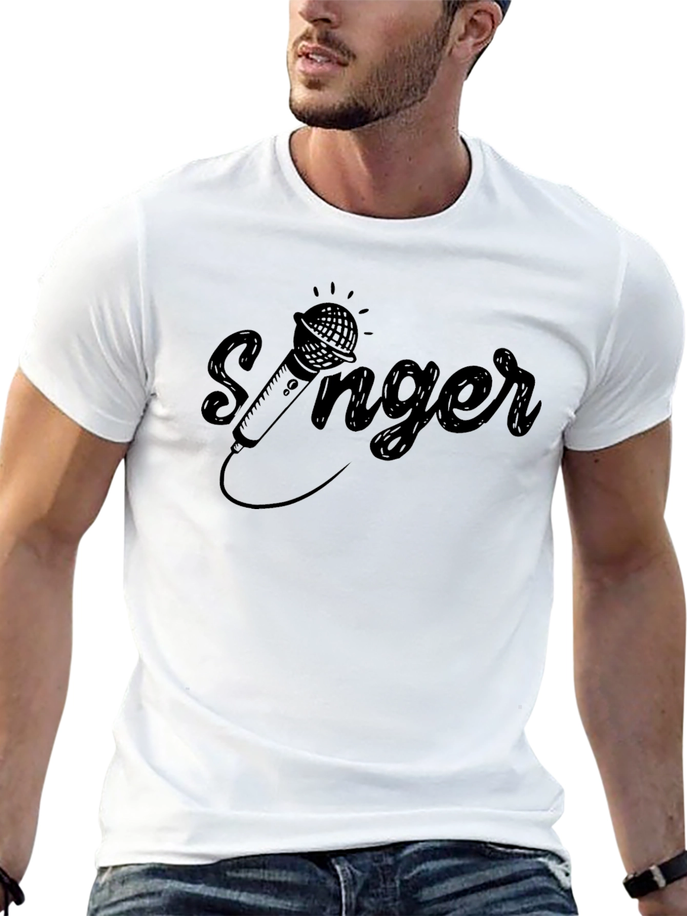 Singer Microphone T-Shirt - Black Music Tee