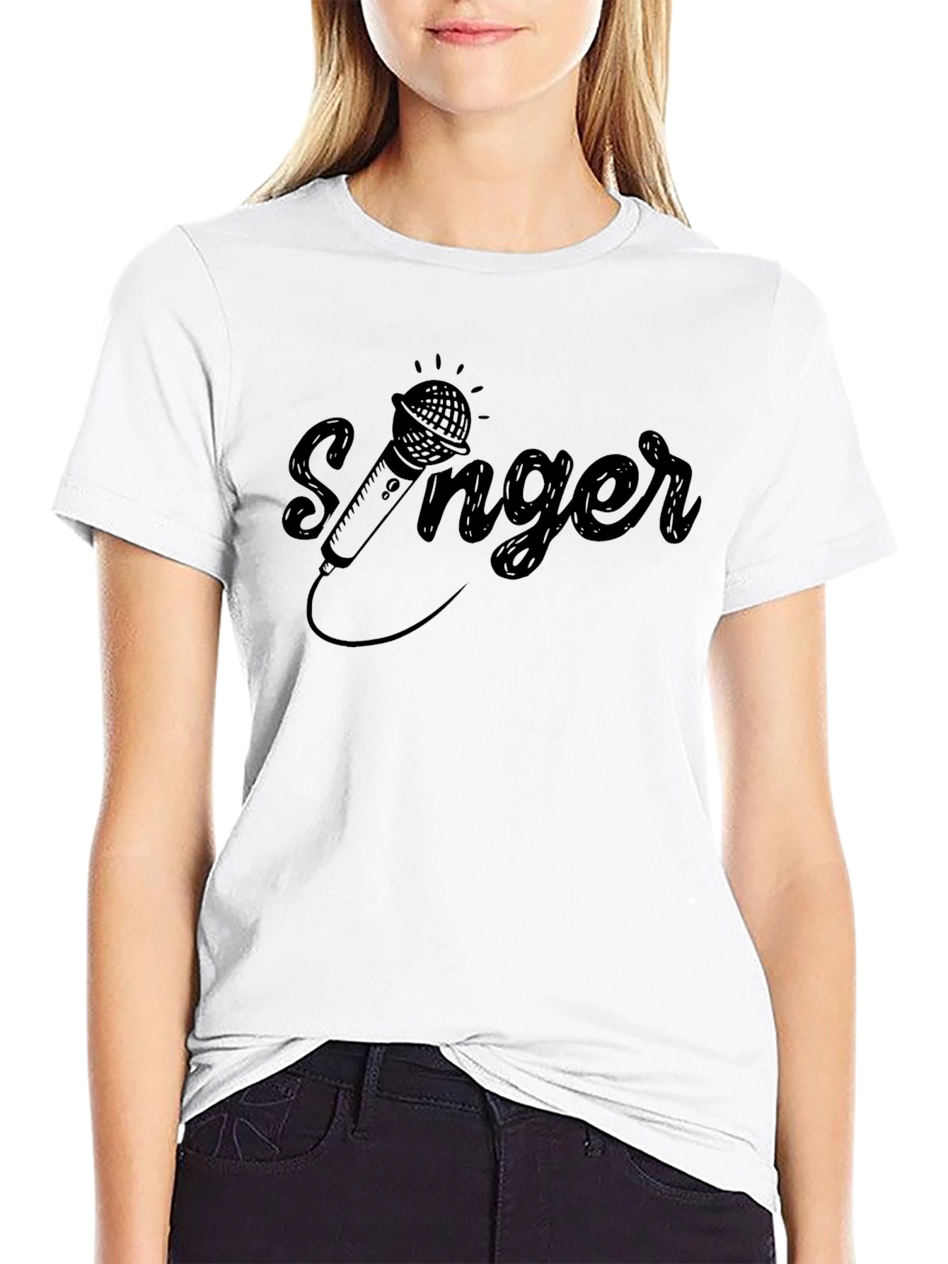 Singer Microphone T-Shirt - Black Music Tee