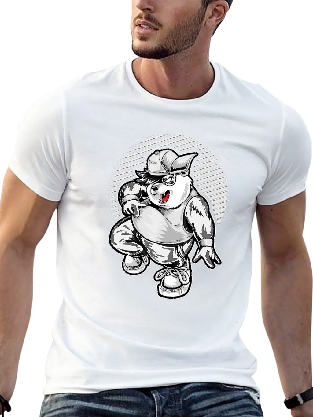 Cool Cartoon Bear Graphic Tee