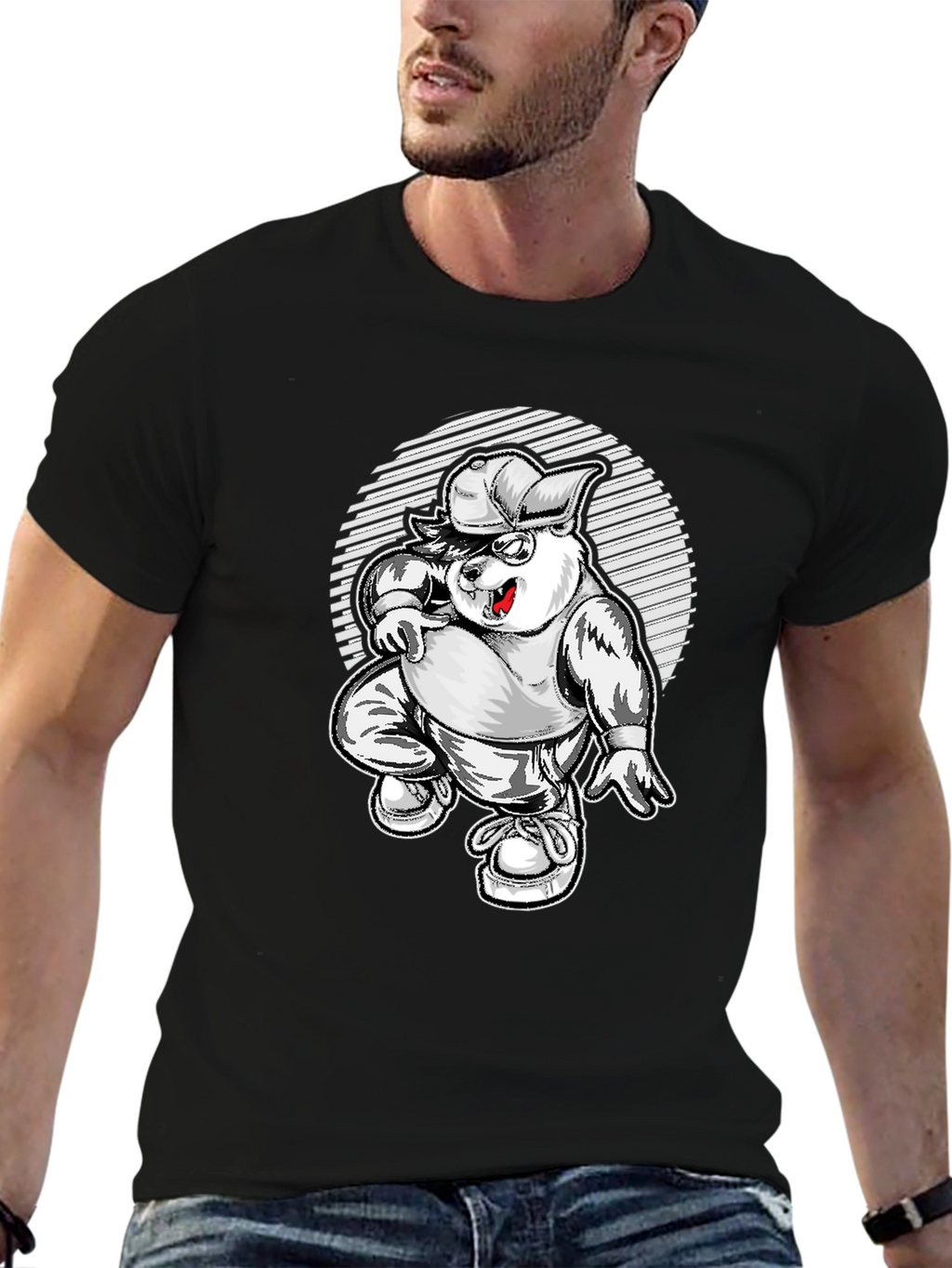 Cool Cartoon Bear Graphic Tee