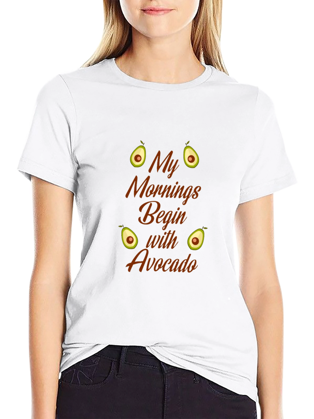 My Mornings Begin With Avocado Black T-Shirt